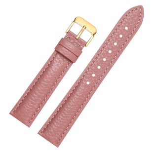 粉红色真皮手表女士针扣蝴蝶扣适配浪琴卡西欧dw手表配件粉色表带