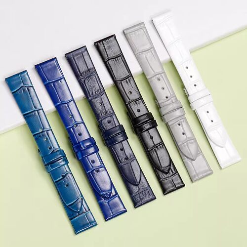 适配积家约会表带真皮女翻转超薄鳄鱼纹手表配件定制女款蓝色灰色