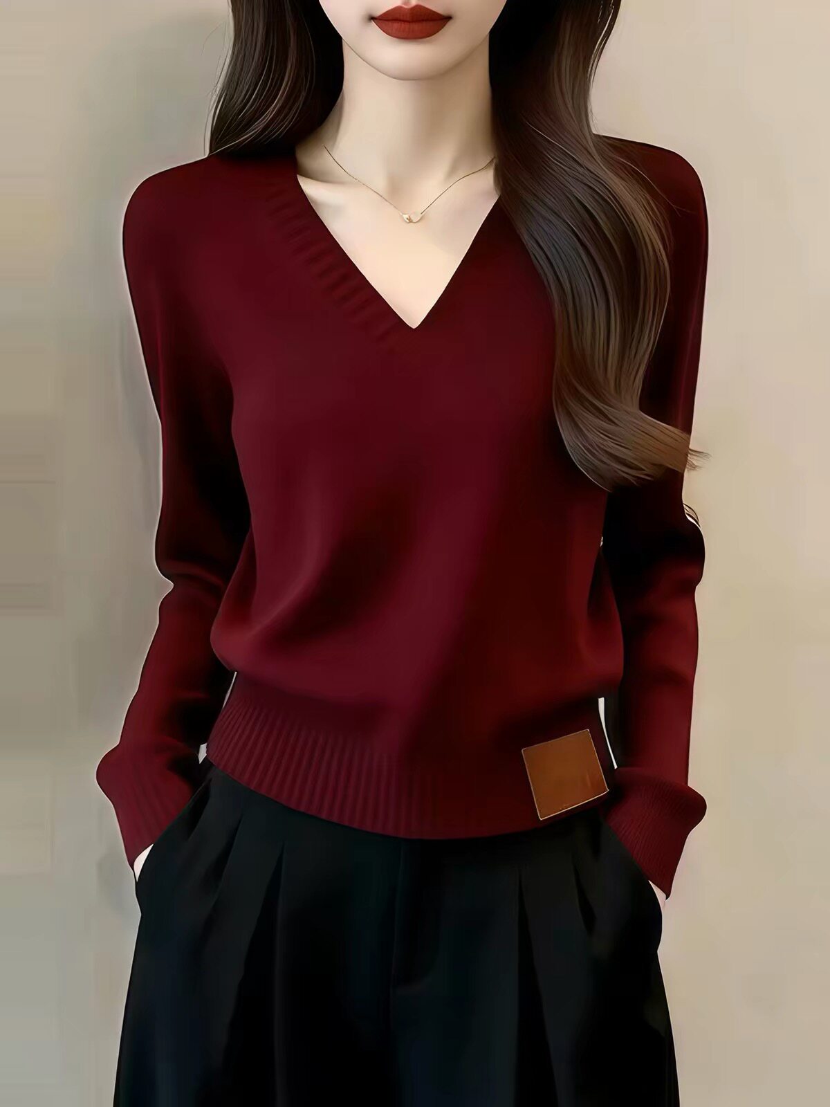红色针织衫女2026春季新款v领打底衫本命年毛衣法式复古内搭上衣