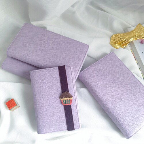 A6A7小环牛皮记事本轻薄商务紫色