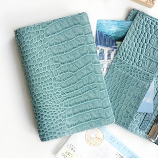 2025新鳄鱼纹头层牛皮手帐活页二折A6 真皮本A6S 简洁二折A7活页
