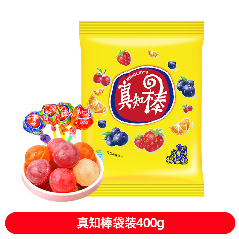 真知棒棒棒糖40支袋装水果什锦味儿童糖果休闲零食分享装水果糖