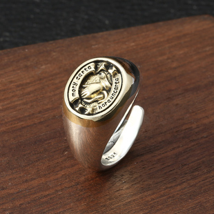 新款潮流泰银复古设计感开口指环食指S925纯银祈祷之手戒指男款