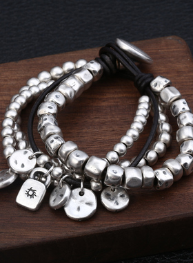 手链复古不规则创意多层硬银