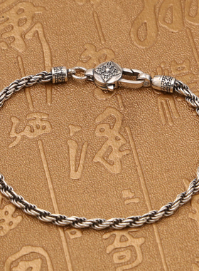 男士六字真言编织复古金刚杵手链