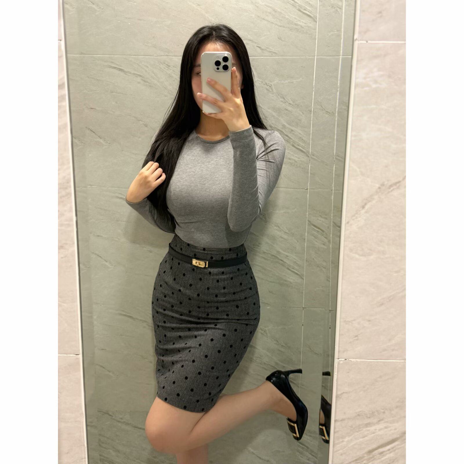 纯欲风ins女复古高腰显瘦植绒半身裙