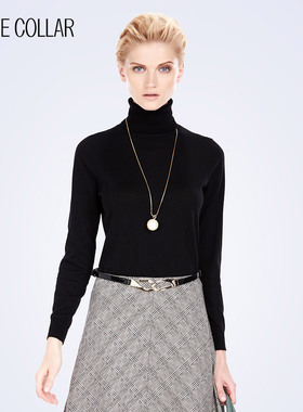 白领女装2015秋季新品精纺羊绒两翻领长袖套衫E-CC15-203