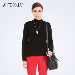白领女装  毛衣女粗纺羊绒黑色立领套衫 春装 E-CC15-209