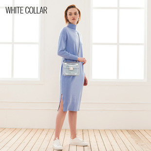 白领羊毛二翻领侧开叉长袖 301 连衣裙WOO19