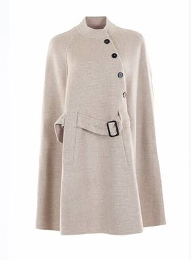 白领秋冬女士羊毛百搭宽松立领多扣斜门襟中斗篷GNBJ18-LOV501