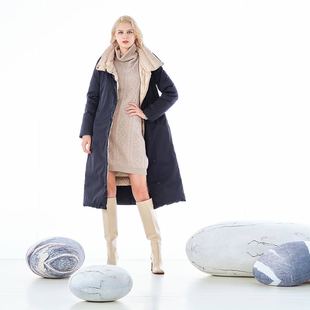 SF902 鹅绒服GAD21 白领冬季 女士青米双面立领带帽长款