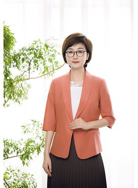 white collar嫣红丝棉青果领七分袖一粒扣上衣SIMIAN0FA601