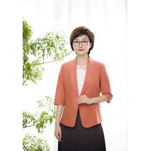 white 一粒扣上衣SIMIAN0FA601 collar嫣红丝棉青果领七分袖