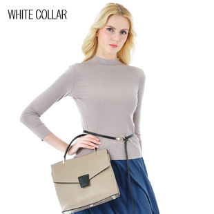 LUOWEN19 白领秋冬立领修身 打底衫 201 显瘦纯色百搭罗纹八分袖