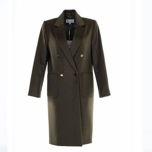 白领羊毛羊绒西服领双排扣贴袋中长大衣 OL-SC20-920