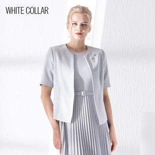 白领设计感小香风西装短外套职业通勤女装干练圆领MASHA22-602