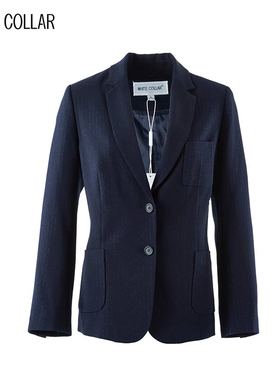 白领上青亮丝西服领两粒扣后开叉三贴兜长袖上衣OL-HEISQ19-602