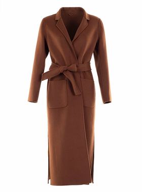 白领秋冬女士外套大衣双面显瘦焦糖色羊毛长大衣GNBJ20-LOV905