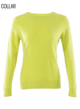 白领女装  粗纺羊绒浅米黄绿一字领长袖套衫 CC16-203