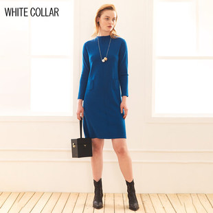 白领孔雀兰红色羊毛立领拼缝方兜侧开叉中袖 301 连衣裙ZHWOO19