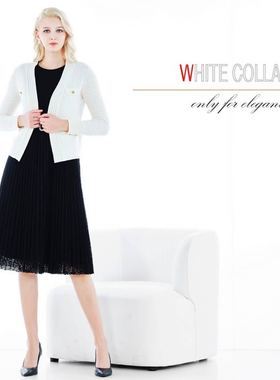 白领羊绒羊毛大V领提花金属扣四兜长袖开衫  SCC21-201