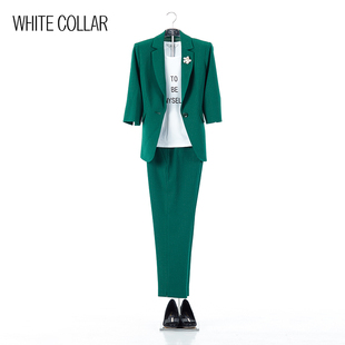 白领女装新款裤子亮丝裤口开叉锥形九分裤CAISELS19-1