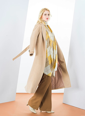 白领秋冬羊毛羊驼毛西服领系带长袖长大衣GNBJ19-LOV909