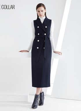 白领上青西服领双排扣无袖大马夹GNBJ17-501