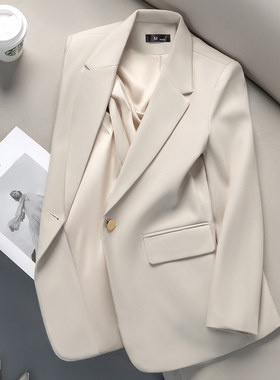 高米缔小西装外套女春2026新款休闲高级感小个子职业米白西服正装