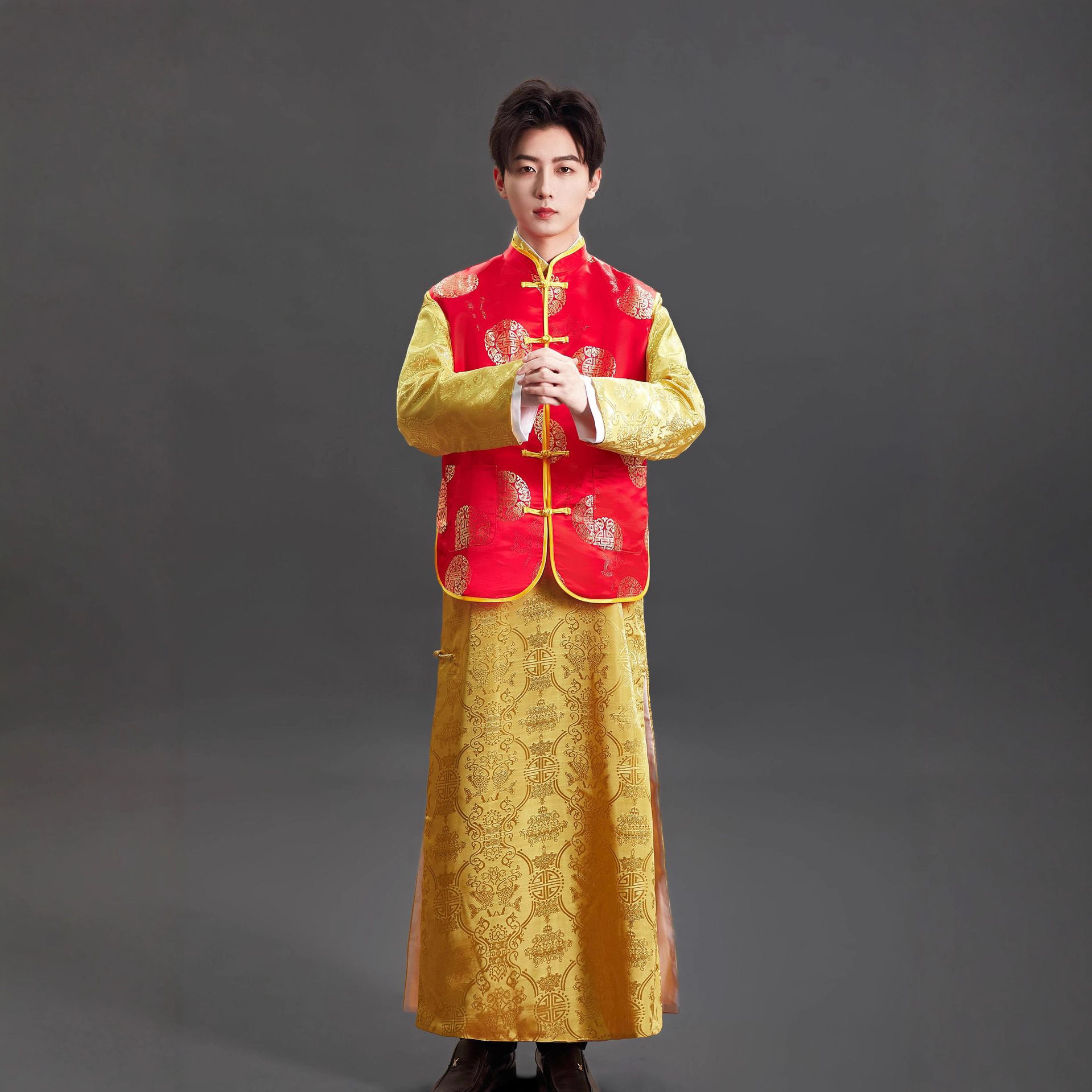 新中式国风马甲高级感男士唐装盘扣无袖马褂立领提花坎肩上衣春秋,男装,常规马甲,淘宝优惠券,粉丝福利购,淘宝优惠卷