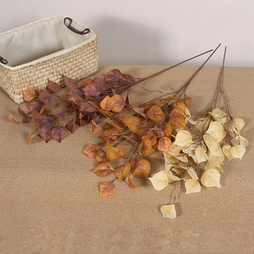 栗欧秋色仿真叶子树叶长枝造景