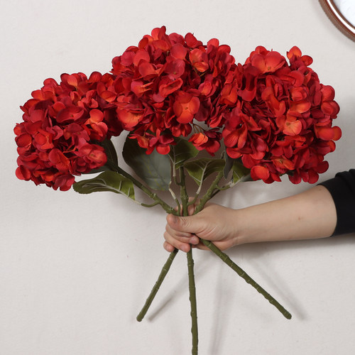 仿永生大朵红色仿真绣球花