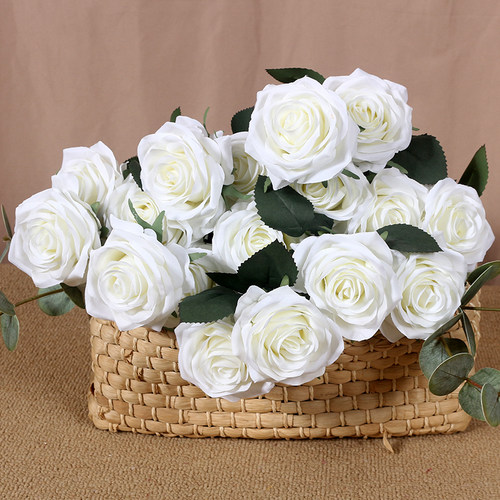 白色10头玫瑰花仿真花