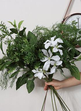 北欧森系绿色系仿真花 商场女装服装店橱窗空间布景搭配装饰假花