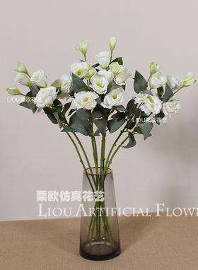 白色洋桔梗假花花束仿真花 洋牡丹装饰花 客厅家居摆设绢花