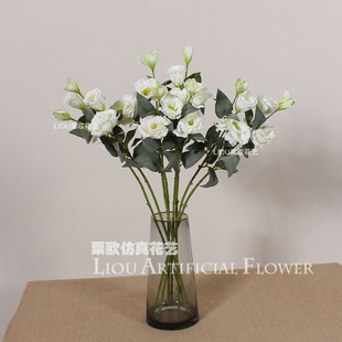 白色洋桔梗假花花束仿真花 洋牡丹装饰花 客厅家居摆设绢花