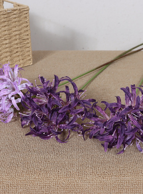 水墨紫色百子莲仿真花影楼古风布景拍照道具长枝曼珠沙华绢布假花