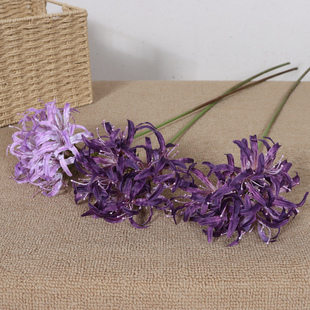 水墨紫色百子莲仿真花影楼古风布景拍照道具长枝曼珠沙华绢布假花