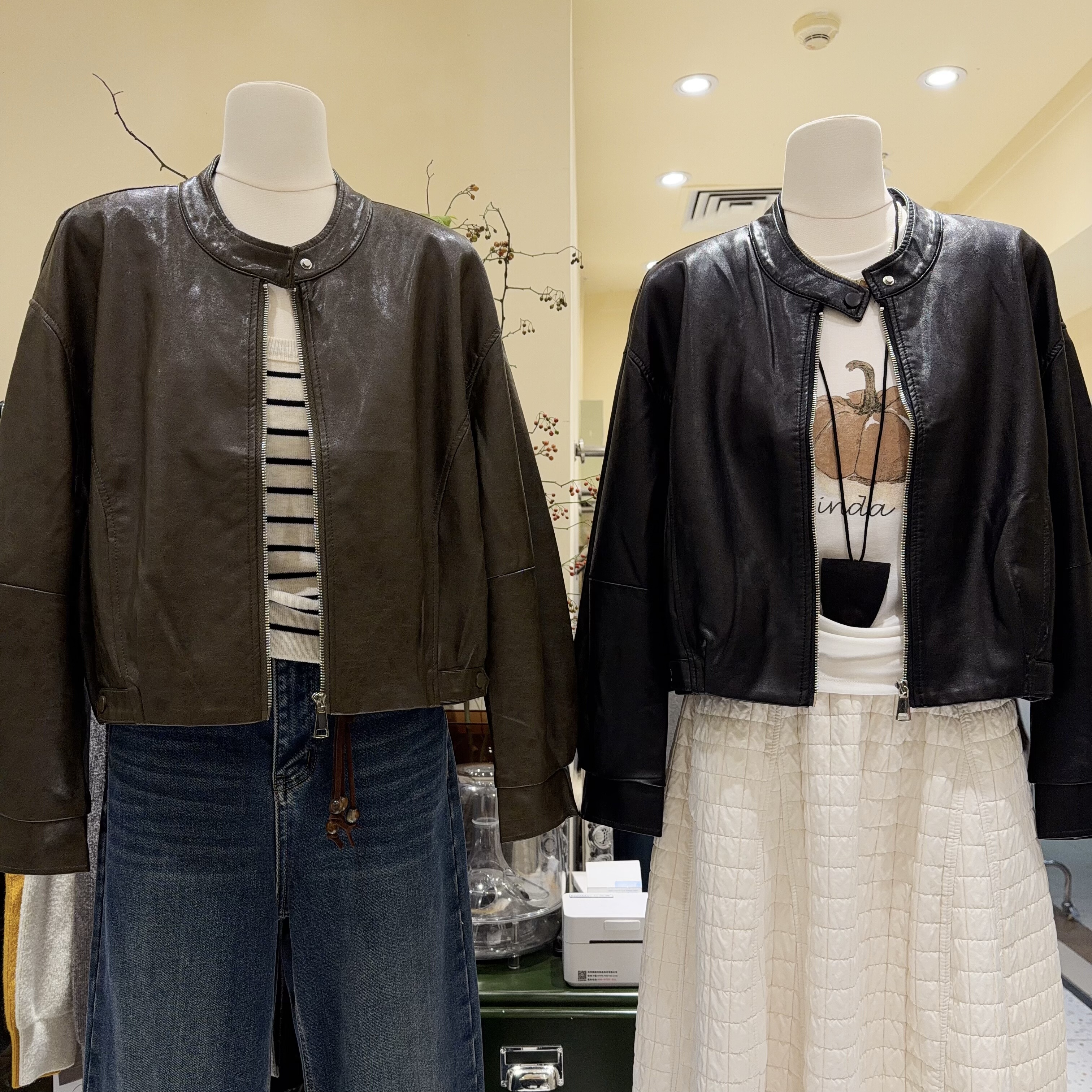 韩系立领拉链式环保皮衣外套女秋冬季宽松显瘦夹克上衣pu皮衣短款