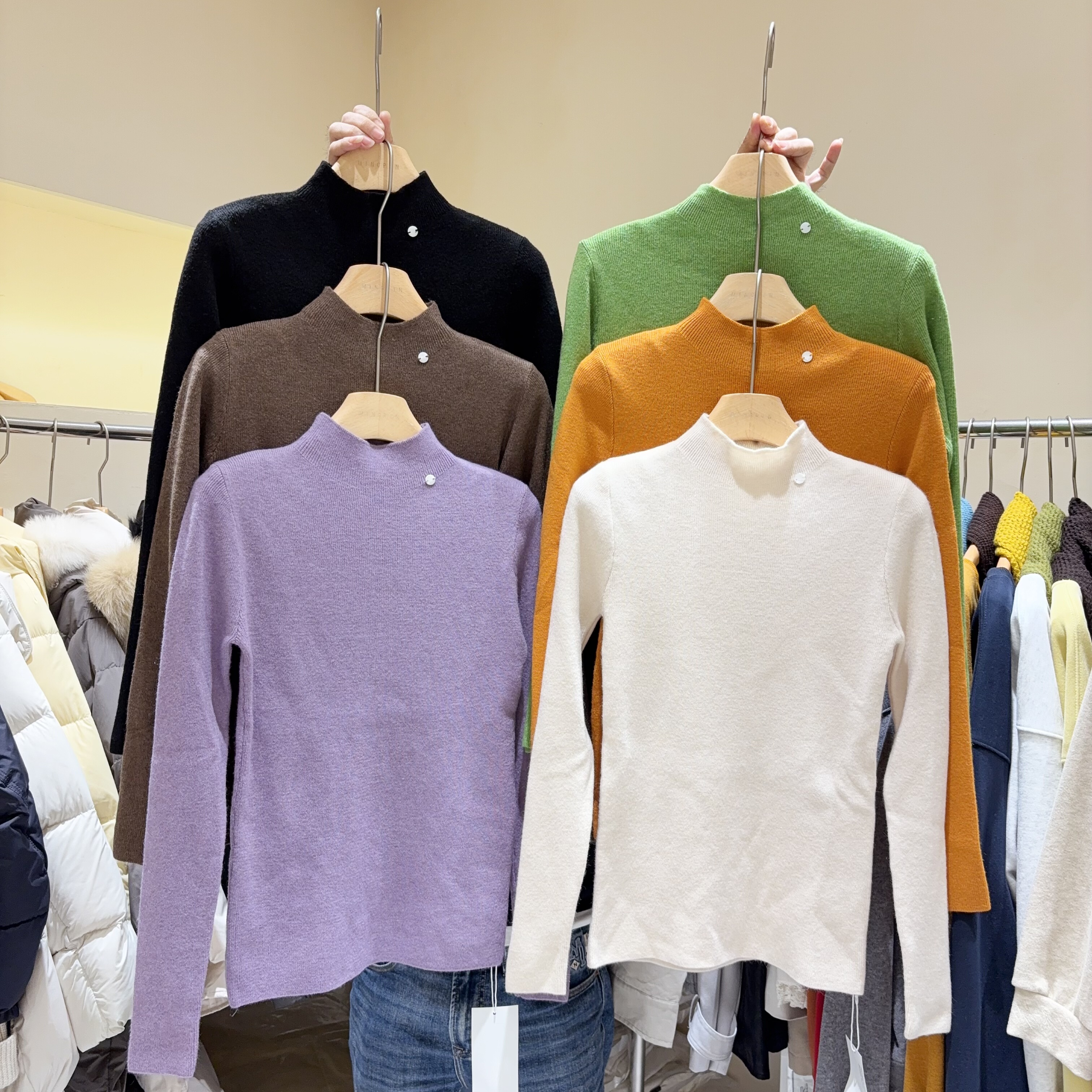 基础款！半高领修身显瘦长袖毛衣打底衫女叠穿弹力针织衫冬季新款