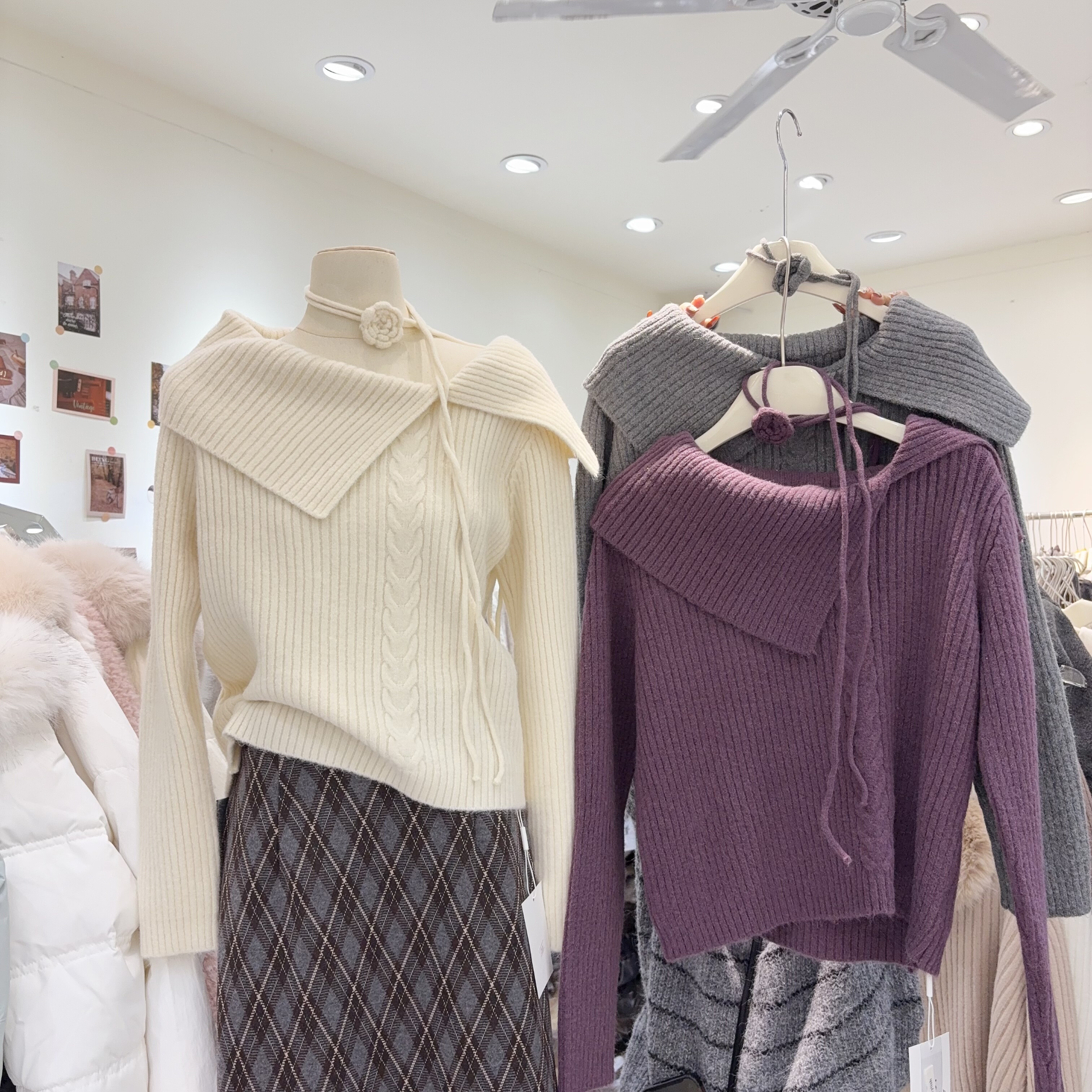 约会浪漫飘带毛衣女搭配秋冬加厚坑条纹针织衫上衣保暖显瘦小众