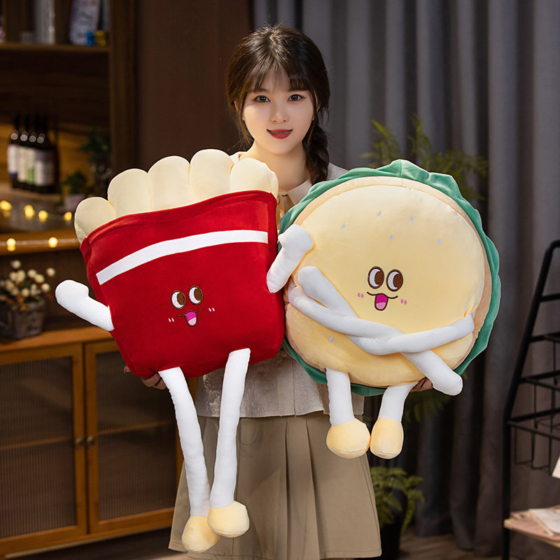 卡通可爱零食抱枕汉堡薯条公仔毛绒玩具玩偶女生床上睡觉枕头娃娃