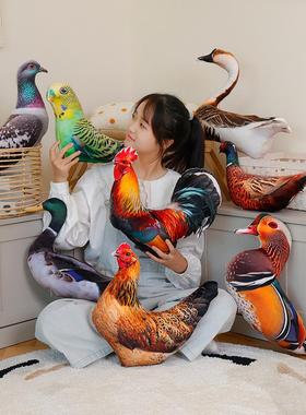 卡通仿真立体动物抱枕公仔毛绒玩具公鸡母鸡大鹅玩偶枕头靠背娃娃