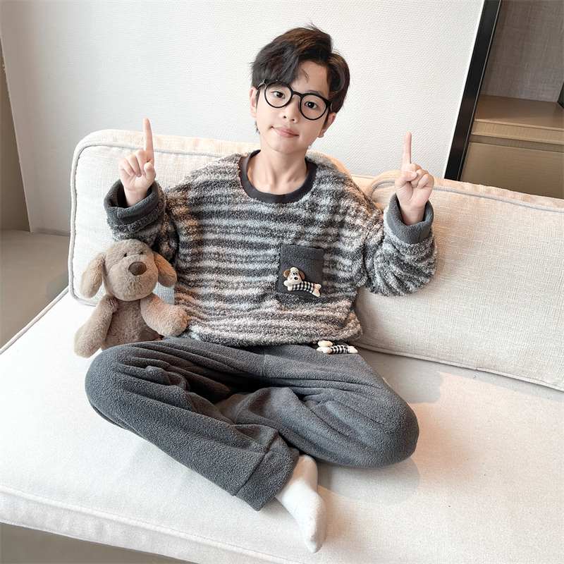 男童秋冬季家居服套装中大童加厚