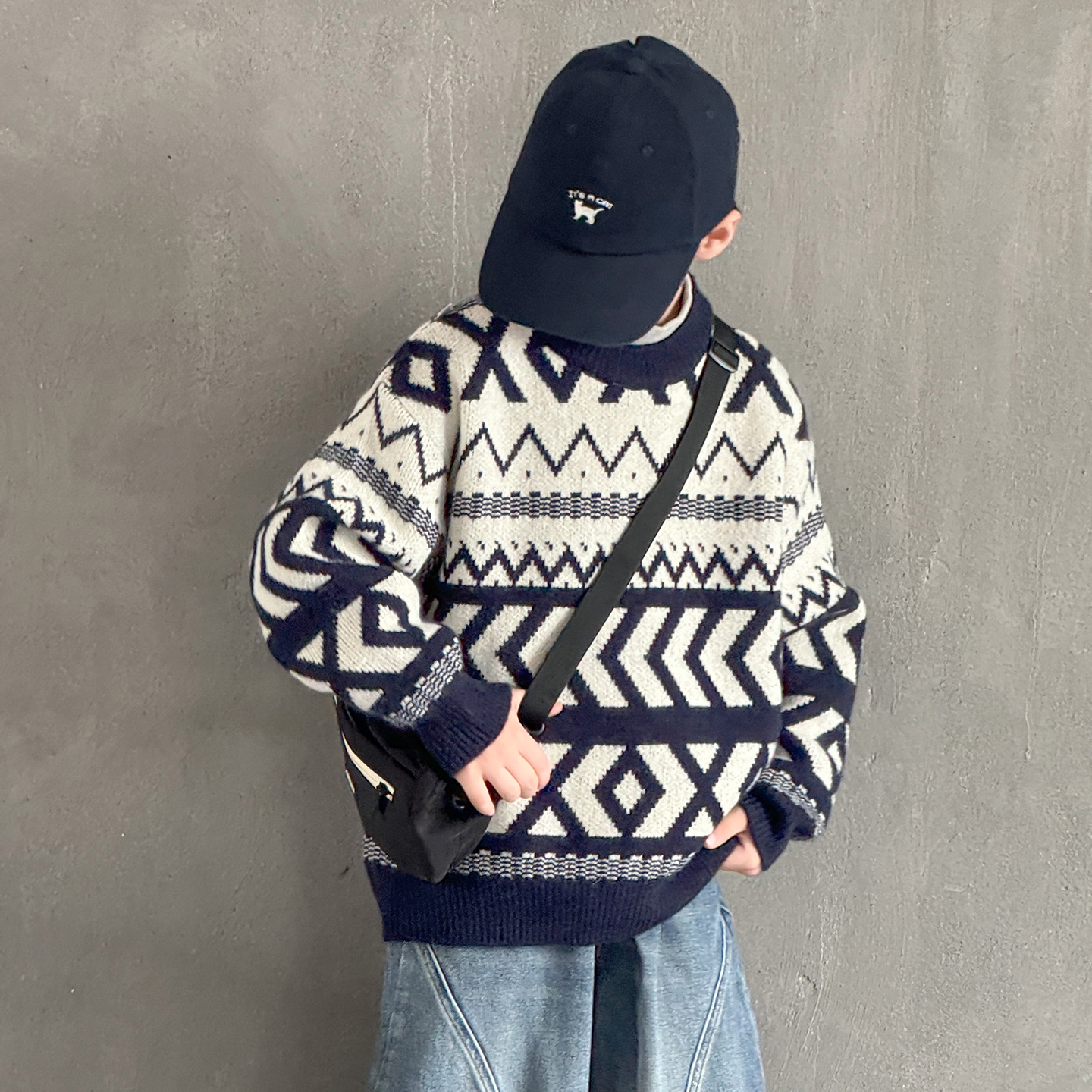 儿童冬季加厚毛衣圆领针织衫内搭