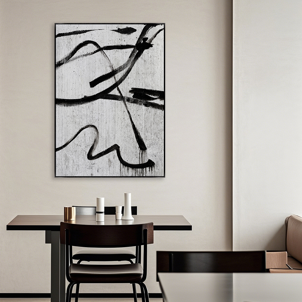 写意线条抽象画 艺术感玄关装饰画现代轻奢装饰画壁画墙画喷绘画图片