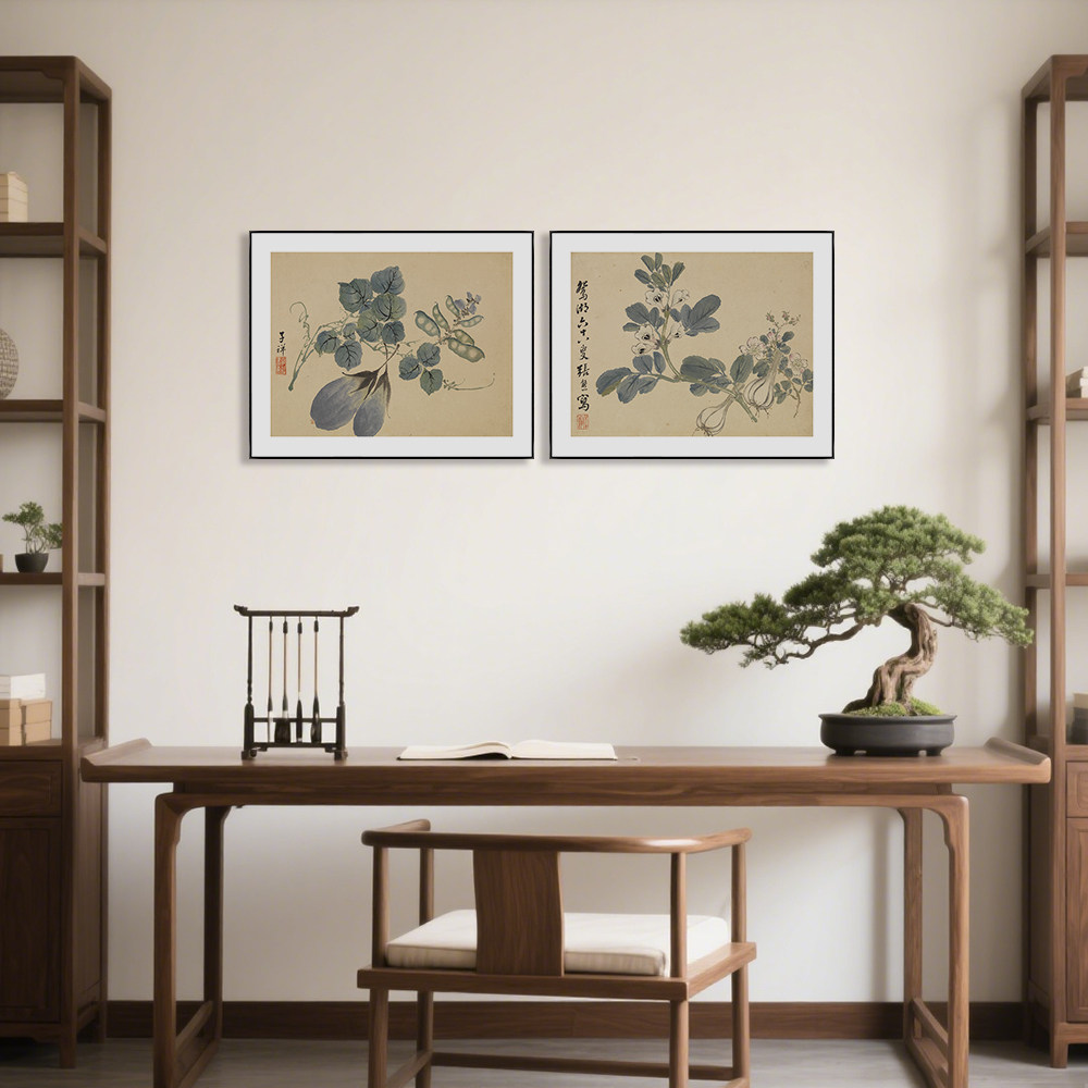 清张熊蔬果花果国画成品框画艺术微喷玄关走廊餐厅书房装饰画