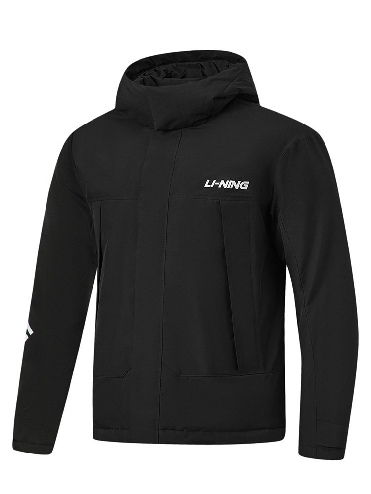 Lining/李宁正品冬季男子新款字母印花反光宽松短裤羽绒服AYMT321