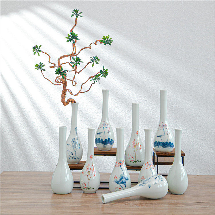 玉净瓶德化记墨小花瓶摆件