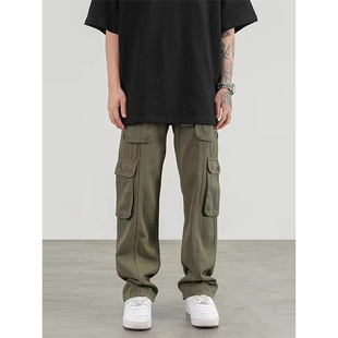 高街垂感宽松阔腿休闲长裤 立体剪裁多口袋工装 男女潮美式 直筒裤 裤